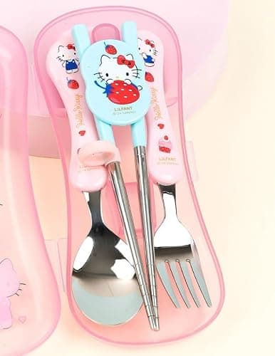 Lilfant Cute Fork, Spoon, and Chopsticks Flatware Set with Case, Stainless Steel (Pink), Medium thumbnail 2