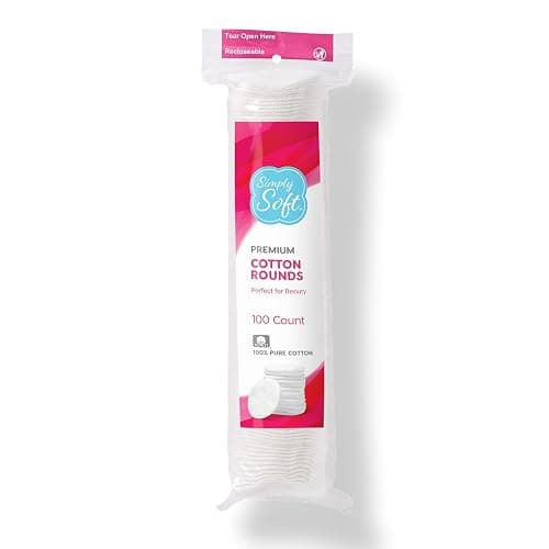 Simply Soft Premium Cotton Rounds, 100% Pure Cotton, Absorbent Cotton Pads, 100 Count (Pack of 6) - 100 Count (Pack of 6) thumbnail 2