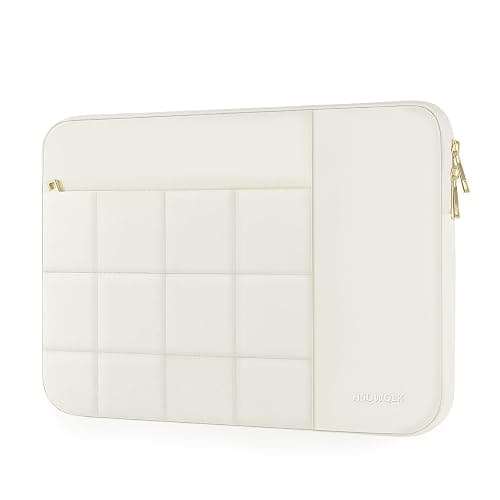 HSUWQLK Laptop Case 13.3 inch,13-13.3 inch Puffy Laptop Sleeve Compatible with MacBook Neo/Air 13 13.6/Pro 13/Pro 14,HP Dell ASUS Lenovo,Twelve Square Quilted Bag with Vertical&Horizontal Pockets,Sand - Image 1