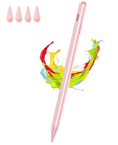 Stylus Pen for iPad 9&10th Generation 2018-2025 with Palm Rejection, Tilt Sensitivity, Tablet Digital Pencil Suit with Apple iPad 6/7/8/9/10th, Pro 11"/12.9"/M4, Air 3/4/5th/M2/M3, Mini 5/6th - Pink - Image 1