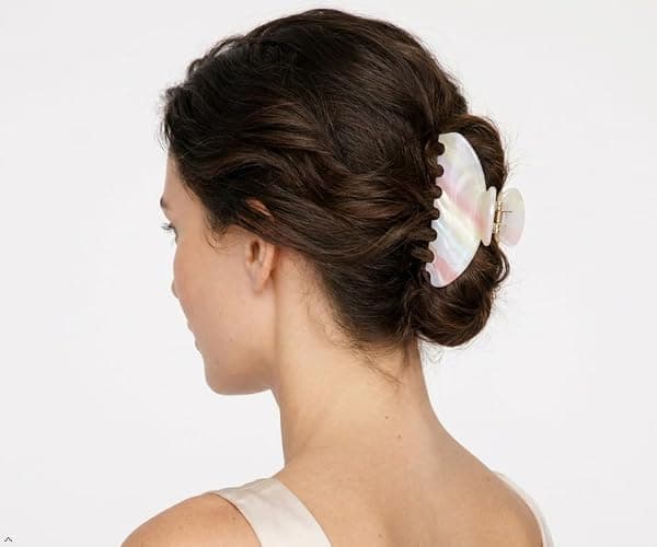 Luxury whitepink Hair Claw Clip Premium Acetate Strong Hold 4 Inch | Superior Quality thumbnail 7