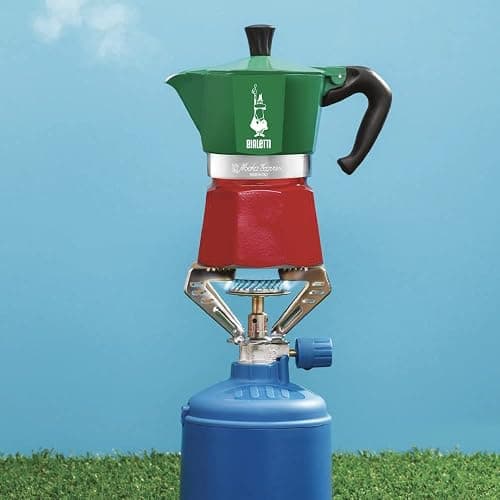 Bialetti - Moka Express Italia Collection: Iconic Stovetop Espresso Maker, Makes Real Italian Coffee, Moka Pot 3 Cups (4.3 Oz - 130 Ml), Aluminium, Colored in Red Green Silver thumbnail 2