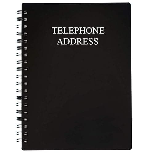 Telephone Address & Birthday Book with Tabs, Address Log Book for Contacts, with Phone Numbers, Addresses, Birthday & Password. Alphabetical A-Z Organizer, Black, 5x7 inch