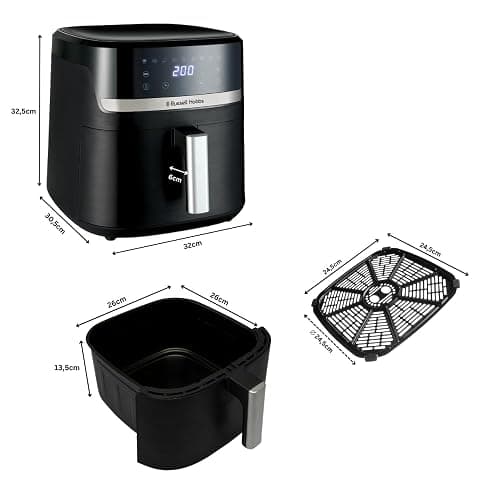 Russell Hobbs Air Fryer XXL 8,3L Rapid Air (Compact, Silencieux, Pizza Ø 26cm) Friteuse sans huile (9-en-1, Cuit, gril, rôtit et plus, économe, tactile,arrêt auto, compatible lave-vaisselle) 27632-56 thumbnail 3