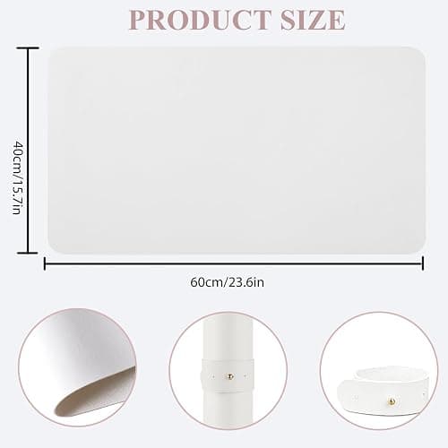 2 PCS Nail Art Table Mat, Soft Microfiber PU Leather Nail Pad, Foldable Nail Art Rest Pad, Reusable Nail Mat for Table Desk, Acrylic Nail Desk Mat for Nail Cushion (White and White) thumbnail 2