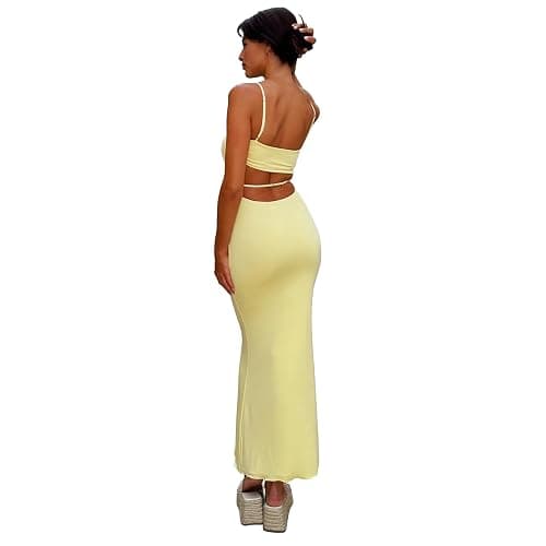 VANCOL Women's Cutout Backless Maxi Dress Sexy Sleeveless Tight Slip Spaghetti Strap Long Dresses thumbnail 5