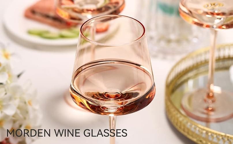 Cyrelwing Light Pink Wine Glasses Set of 6,18oz Blush Pink Wine Glassware Gift Set-Light peach Hand Blown Glass Drinkware for Red White Wine thumbnail 7