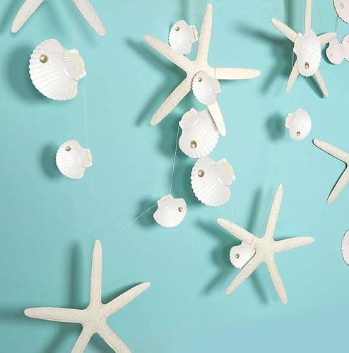 Decor365 White Finger Starfish Sea Shell Garland Ocean Coastal Nautical Party Decoration Starfish Cutouts Hanging Bunting Banner Under The Sea Mermaid Wish Birthday Beach Wedding Decor thumbnail 8