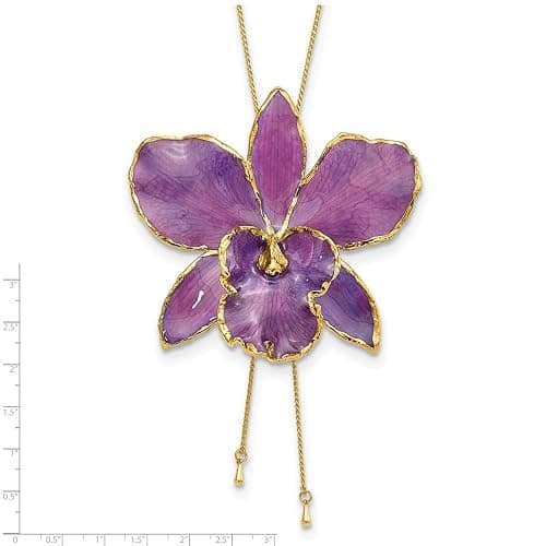 Auriga Fine Jewelry 24K Gold-trim Lacquer Dipped Multi-Color Real Cattleya Orchid Slip-on Adjustable Gold-tone Necklace thumbnail 5