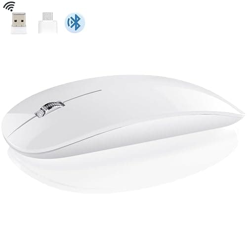 DC Wireless Mouse, 5 in 1 Bluetooth USB C Rechargeable Mouse for Laptops Disktops Tablets Compatible with Apple MacBook Pro/Air iPad iMac Sureface Chromebook Computer (White) thumbnail 7