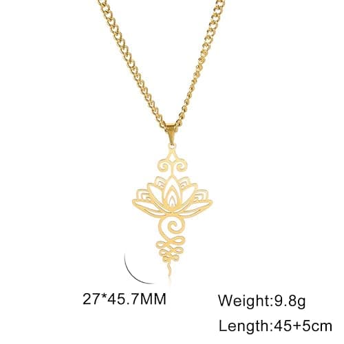 Dreamtimes Lotus Flower Pendant Necklace for Women Yoga Healing Charms Unalome Symbol Amulet Stainless Steel Jewelry Lotus Flower Necklace Buddha Yoga Necklace thumbnail 5