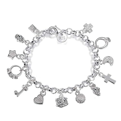 🟢silver charm bracelet  - Image 1