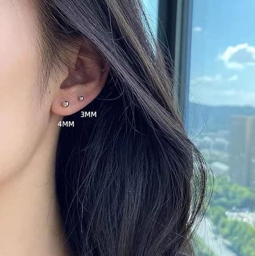 Renkovte Tiny Ball Stud Earrings for Women,Dainty 2mm 3mm 4mm Ball Studs for Cartilage Helix Second Lobe Piercing 316 Surgical Steel Hypoallergenic thumbnail 5