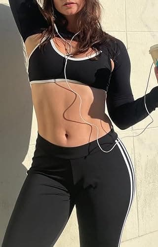 Aoxjox Women's Color Block Workout Sports Bras Fitness Lexi Lined Strappy Bra Athletic Yoga Crop Tank thumbnail 4