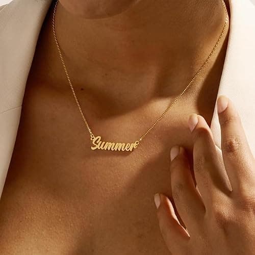 MOMOL 18K Gold Plated Stainless Steel Name Necklace Personalized Custom Name Necklace Customized Nameplate Necklace for women thumbnail 4