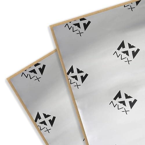 NVX SDSK2 90 Mil Thick 1.38 Sqft. Car Sound Damping Mat, Butyl Automotive Deadener, Audio Noise Vibration Insulation, and Dampening (Two 10" x 10" Pieces) - Speaker Kit - 1.38 sq. ft. Speaker Kit (Silver) - Image 1