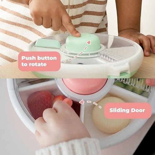 GoBe Kids Small Snack Spinner Slide Bundle with Hand Strap and Sticker Sheet - Reusable Snack Container with 5 Compartment Dispenser and Lid | BPA/PVC Free | Dishwasher Safe | No Spill thumbnail 5