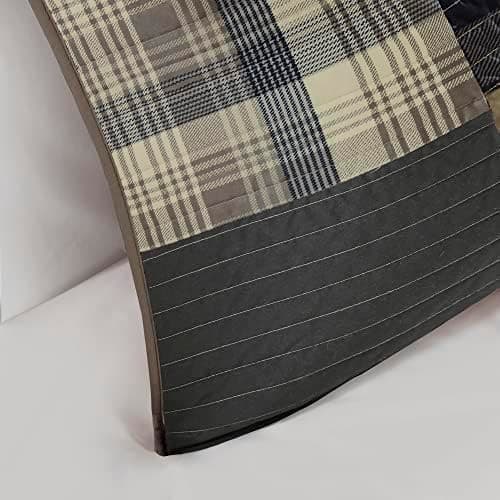 Woolrich Winter Hills Reversible Quilt Set - Cottage Styling Reversed to Solid Color, All Season Lightweight Coverlet, Cozy Bedding Layer, Matching Shams, Oversized Full/Queen, Plaid Tan 3 Piece thumbnail 6