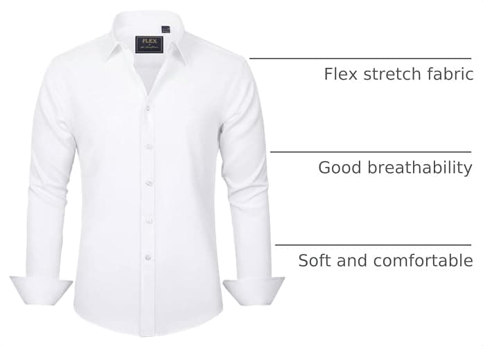 J.VER Men's Dress Shirts Solid Long Sleeve Stretch Wrinkle-Free Formal Shirt Business Casual Button Down Shirts thumbnail 4