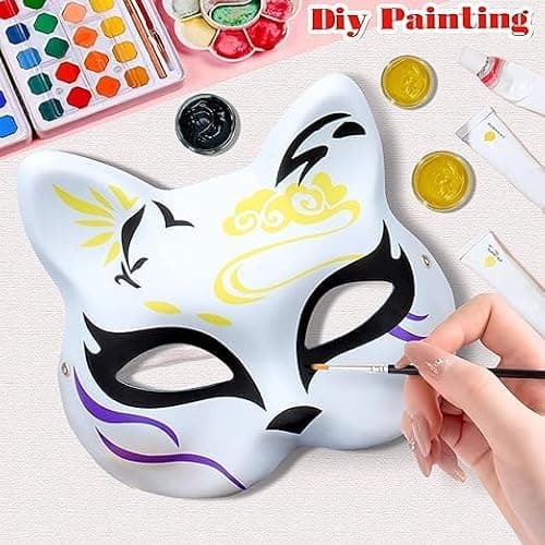 Musaner 20 PCS Cat Mask DIY White Therian Masks to Paint Blank Animal Dress Up Masks for Holiday Party Cosplay, 7.1X6.7in thumbnail 6
