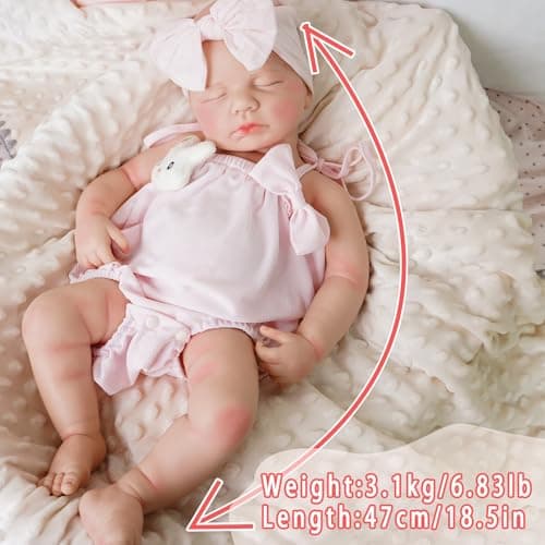KUICEO Reborn Baby Dolls that Lifelike -18.5 inch Full Body Silicone Sleeping Baby Girl Handmade Face Realistic Body Details for Children Gift thumbnail 5