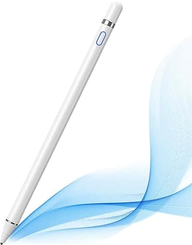 DOGAIN Active Digital Stylus Pen for Touchscreen, Stylus Pencil for Apple iPad mini/Pro/Air, Samsung, iPhone, Android and Most Phone & Tablet, 1.5mm Fine Point Rechargeable Pens - White - Image 1
