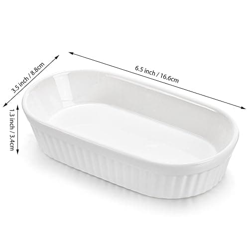 Foraineam 10 Pack White Ramekins, Porcelain Souffle Dishes, Oval Crème Brulée Ramekins for Baking, 6 Ounce Dessert Bowls Set for Soufflé, Pudding, Quiche, Snack, Custard, Dishwasher and Oven Safe thumbnail 3