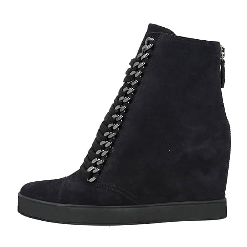 FSJ Women Wedge Heel Platform Ankle Boots Chain Lace-up Chunky Combat Booties Round Toe Pumps Zipper Fashion Sneakers Size 4-16 US thumbnail 2