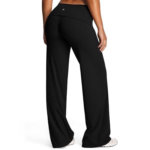 Aoxjox Women's Workout Fold Over Waist Straight Leg Bottoms Lumastretch™ Gym Yoga Pants 31"/33"/35" thumbnail 2