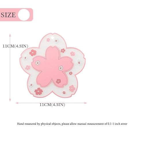 Sakura Coffee Cup Mat Kawaii Coaster 2PCS Cute Cherry Blossom PVC Home Tea Mug Pink Flower Pattern Anti-Skid Pot Bowl Pad Placemat for Desk Drink Table Decor Kawaii Accessories (Small) thumbnail 3