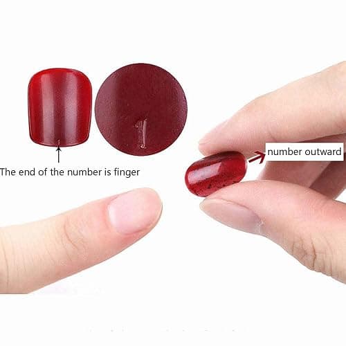 QQPPOLIU Press on Nails Almond Shape Fake Nails with Flower Design Full Cover Nails Medium Length Fall Nails for Holiday Gift thumbnail 5