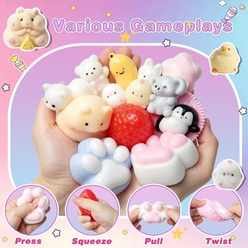20Pcs Taba Squishies Pack Toys, Including Assorted Animal & Food Squishy Toy, Stress Relief Fidget Toys for Party Favors Birthday Gift OPP Packaging thumbnail 5