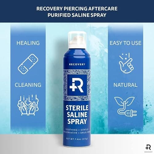Recovery Aftercare Piercing Aftercare Saline Spray, All Natural Cleaner, 7.4 Ounce Can thumbnail 6