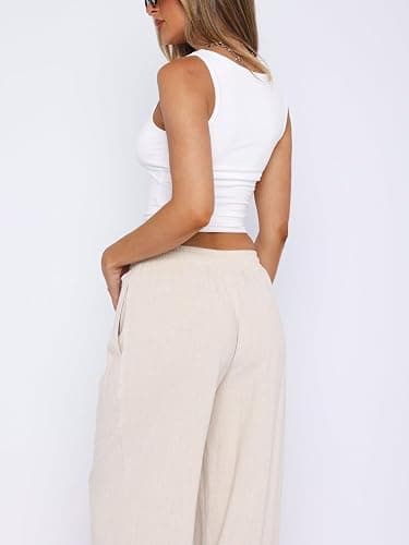 ForeFair Women's Sleeveless Square Neck Tank Top Double Layer Basic Crop Tops Summer Fitness Workout Casual Tops thumbnail 4