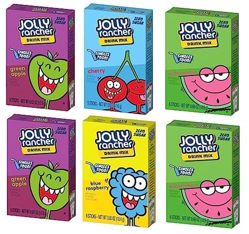 Jolly Rancher SINGLES TO GO! Drink Mix WaterTok Bundle - Blue Raspberry, Green Apple, Watermelon and Cherry Drink Mix - Image 1