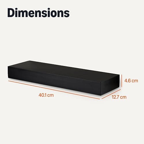 Amazon Basics Wood Floating Wall Shelves, Pack of 3, Black, 15.8" x 5" x 1.8" thumbnail 2