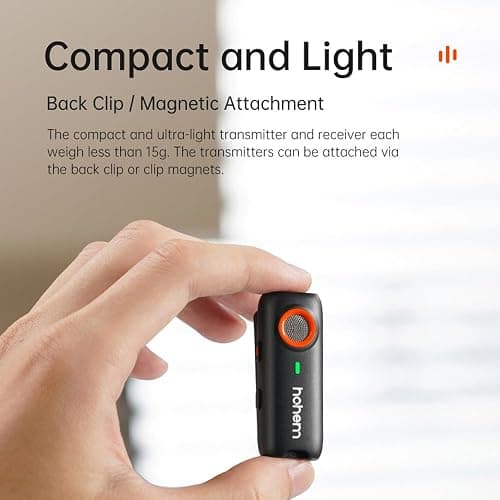 hohem MIC-01 Wireless Lavalier Microphone, 3-Level Noise Cancelling Built-in TF Card Slot Remote Shutter Control Clip On/Magnet Mic for Smartphone Camera Laptop Tablet thumbnail 5