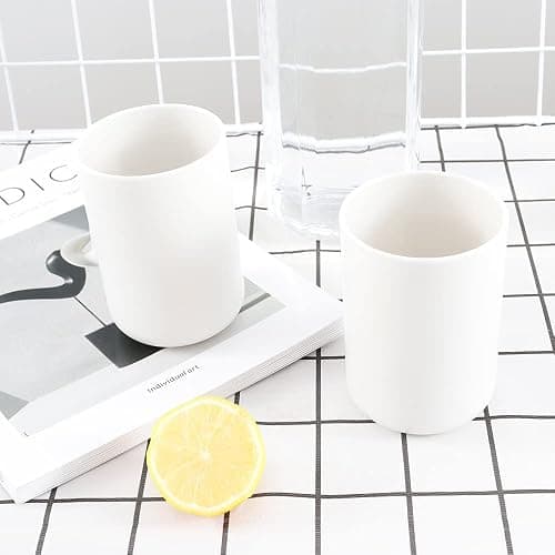 Pestrema Toothbrush Holders 2 Pieces, Bathroom Toothbrush Cup, Makeup Brush Bracket, Accessory Organizer and Toothbrush Bracket (White and White) - White and White thumbnail 6
