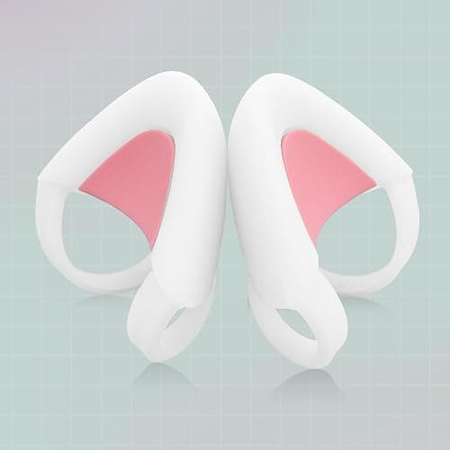REEYEAR Cute Pink Cat Ears Fits for HypreX Cloud/Cloud Stinger/Cloud Flight Headsets, Universal Fit Lovely Kitty Adjustable Attachment Straps for Video Live Gaming Headphone,White & Pink - Image 1
