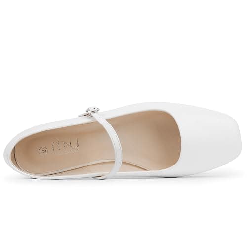 MUSSHOE Womens Ballet Mary Jane Flats Shoes Adjustable Strap Comfortable Square Closed Toe Versatile Chic Footwear with Latex Insole thumbnail 5