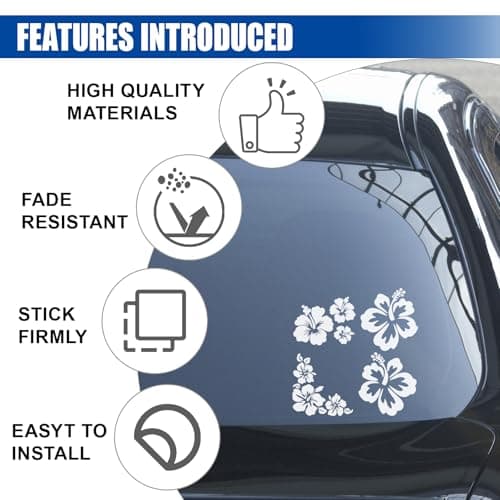 Hawaiian Hibiscus Flower Car Decal Sticker, Waterproof PET Decal, Car Bumper Sticker, Automotive Exterior Decoration Sticker Decal for Car, Truck, SUV, Door, Wall, Laptop (White, 7.88”×7.34”) thumbnail 3