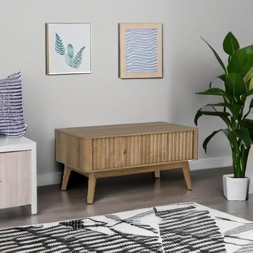 mopio Brooklyn Coffee Table, Lift Top Coffee Tables for Living Room, Mid Century, Modern Farmhouse Center Table with Lifting Top & Hidden Storage, Fluted Panel, Rising Pull Up (Oak Fluted) thumbnail 5