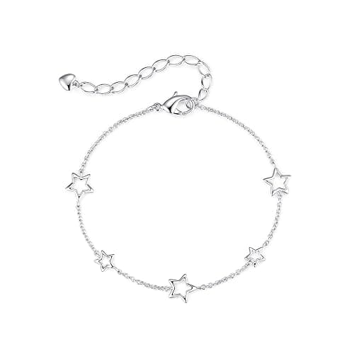 JSGEMSLEE Love Heart Star Butterfly Bracelet for Women Stackable Silver Chain Link Bracelets for Women Trendy Thanksgiving Christmas Gifts Jewelry - Image 1