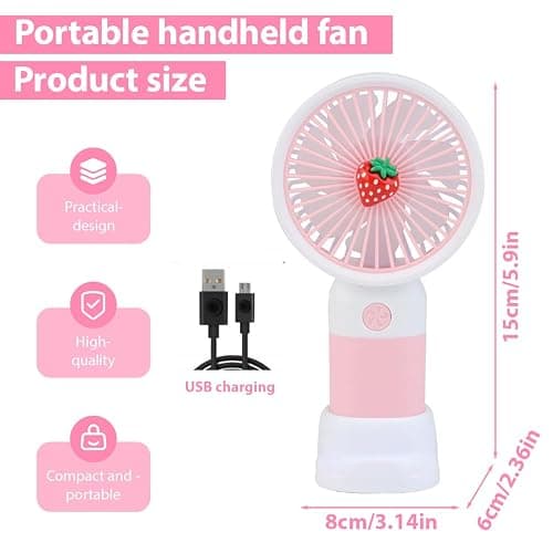 Tomedeks omedeks Handventilator,Mini Ventilator mit 400mAH Wiederaufladbarer Akku,Persönlicher Tragbarer Hand Ventilatoren Batteriebetrieben mit 3 Geschwindigkeiten,Perfekt für Reisen im Freien thumbnail 2