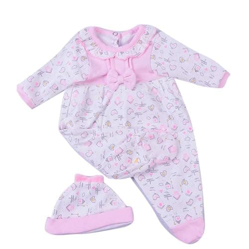 2Pcs Medylove Reborn Baby Dolls Girls Clothes 16-18 inch Newborn Reborn Doll Pink Outfit 17 inch Doll Printed Baby Jumpsuit - Image 1