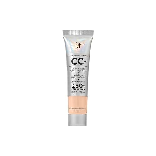 IT Cosmetics CC+ Cream Travel - Natural Full Coverage Foundation With SPF 50+, Color Corrector & Anti-Aging Hydrating Serum, Hyaluronic Acid + Peptides, Up To 24H Wear, All Skin Types- 0.4 fl oz - Image 1