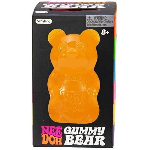 Schylling NeeDoh Gummy Bear - Sensory Fidget Toy with Jelly-Like Filling - 3.5" Tall - Orange (Pack of 1) thumbnail 3