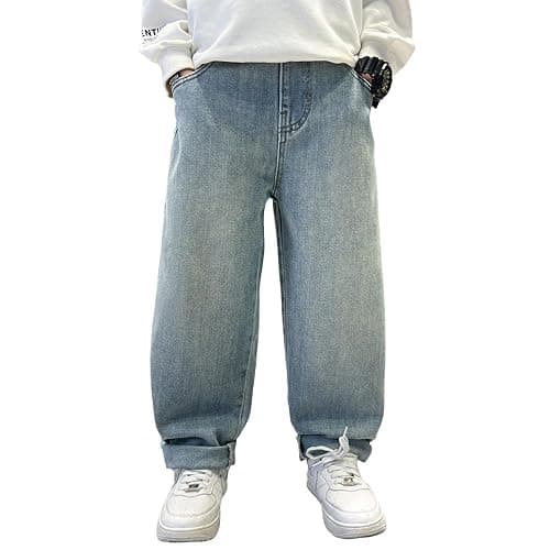 Nivne Tco Boys Baggy Jeans, Y2K Pants with Cartoon Embroidery - Fashion Loose Fit Casual Pants with Pockets for Kids. thumbnail 2