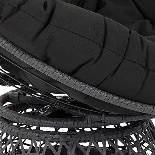OSP Home Furnishings Wicker Papasan Chair with 360-Degree Swivel, Grey Frame with Black Cushion thumbnail 8