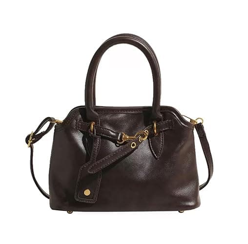 Base'ic Women’s Vintage Style Vegan Leather Crossbody Bag – Multi-Compartment Tote with Adjustable Strap & Belt Detail - Image 1